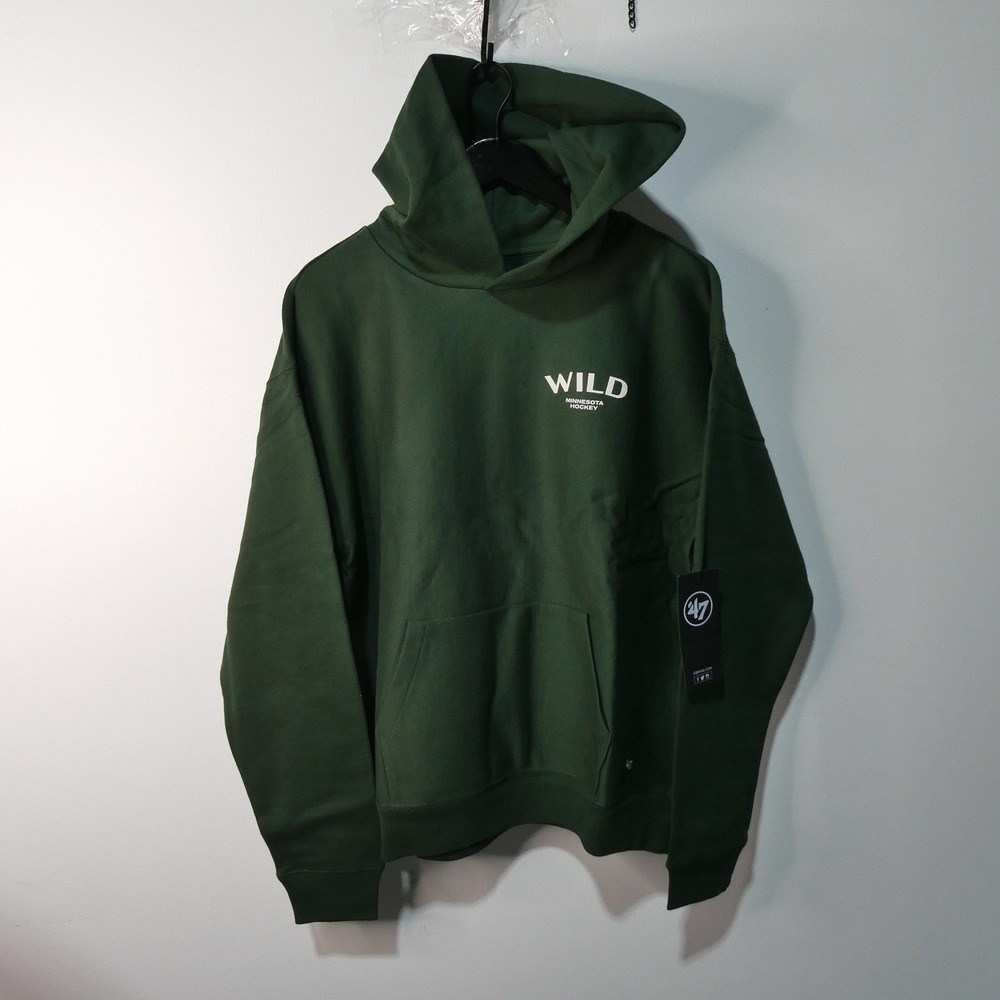 Wild Hoodie Mens Medium '47 Brand Minnesota Hockey Green NHL Fleece NWT